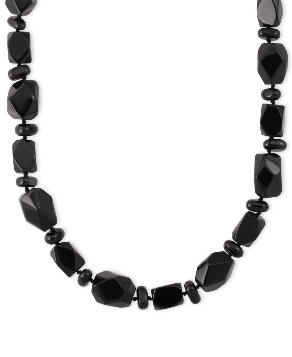 Sterling Silver Necklace, Onyx Chunky Shape Necklace (8 20mm