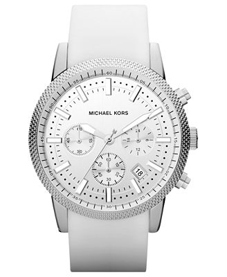 Michael Kors Men's Chronograph Scout White Silicone Strap Watch 43mm ...