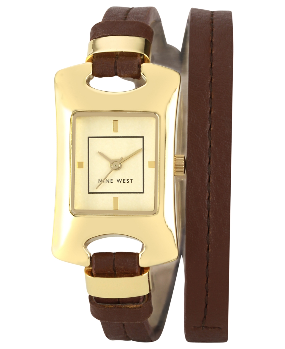 Nine West Watch, Womens Brown Double Wrap Polyurethane Strap 24x20mm NW 1312CHBN   Watches   Jewelry & Watches