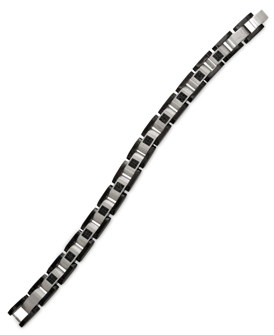 Mens Stainless Steel Bracelet, Black Diamond Bracelet (1/2 ct. t.w.)   Bracelets   Jewelry & Watches
