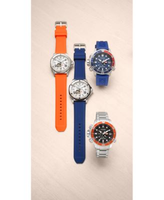 men's automatic marine star blue silicone strap watch 45mm