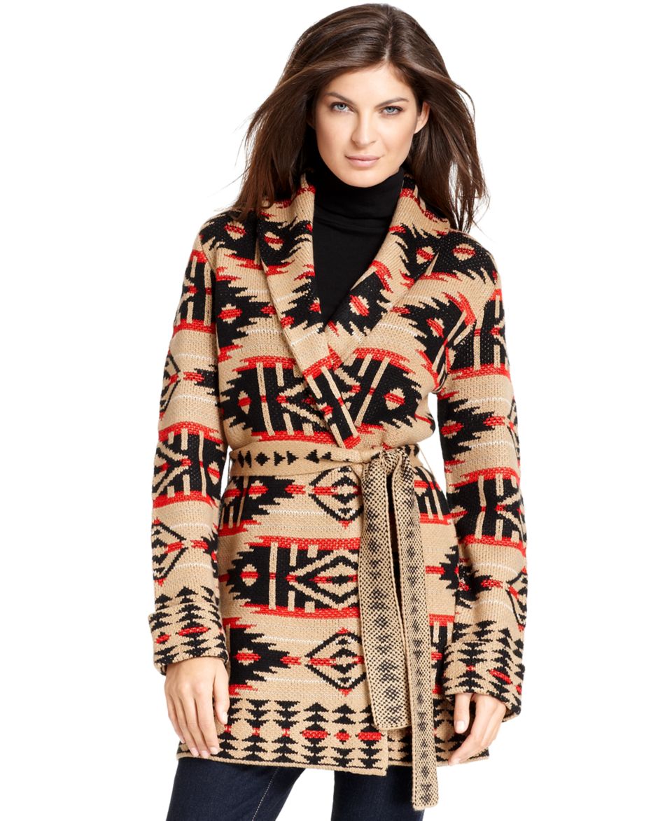 Jones New York Signature Sweater, Long Sleeve Ikat Print Cardigan