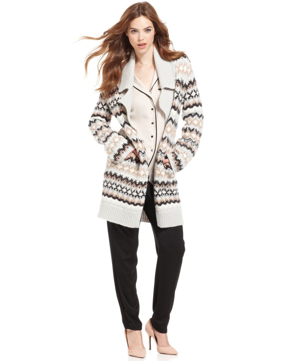 Jones New York Signature Sweater, Long Sleeve Ikat Print Cardigan