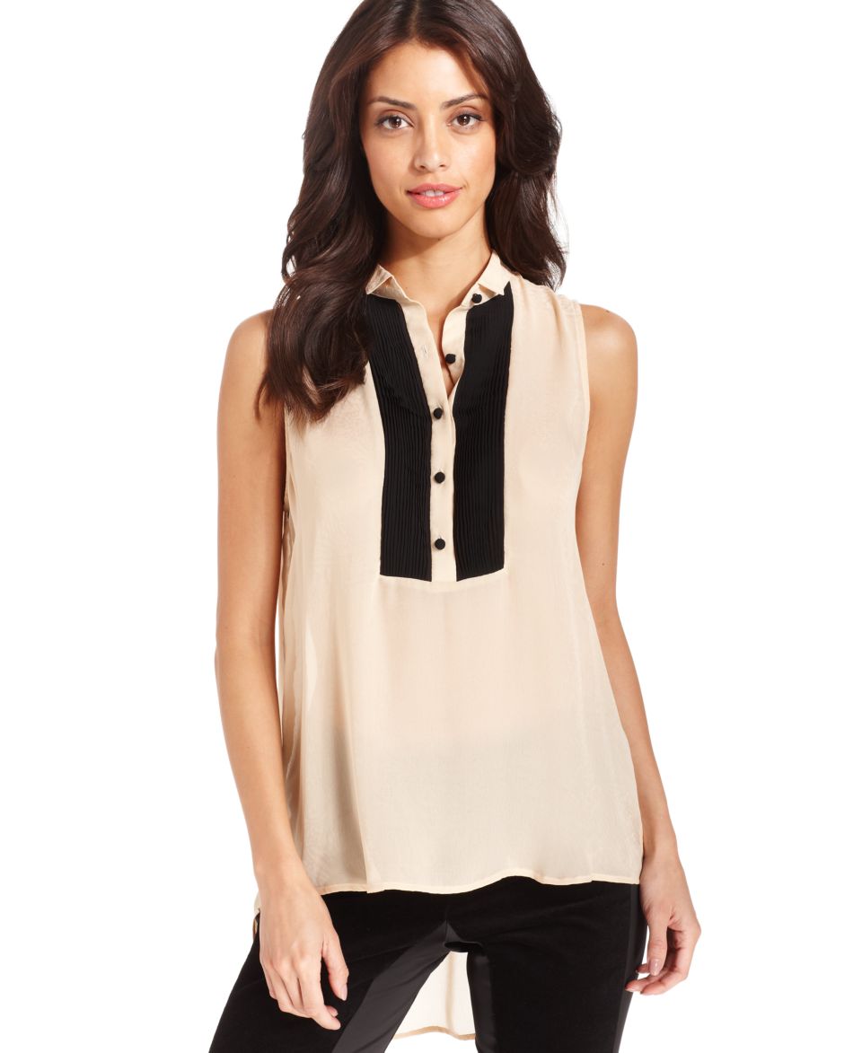 RACHEL Rachel Roy Top, Sleeveless Tuxedo High Low Hem Blouse