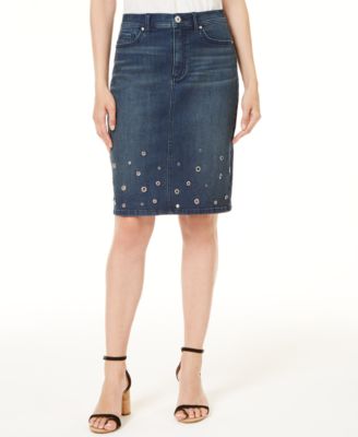 macys denim skirts