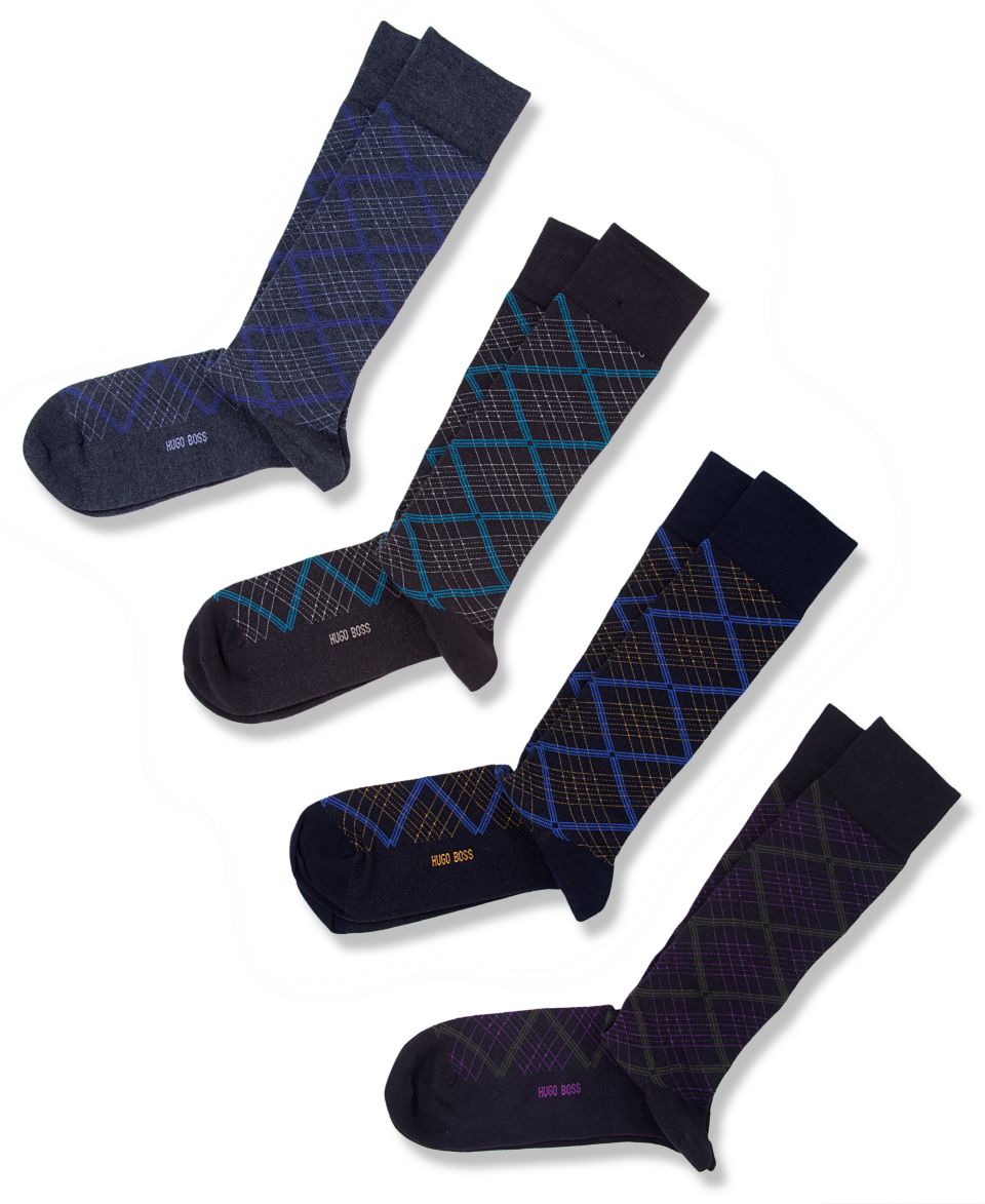 Hugo Boss Socks, Cotton Modal Window Pane Argyle