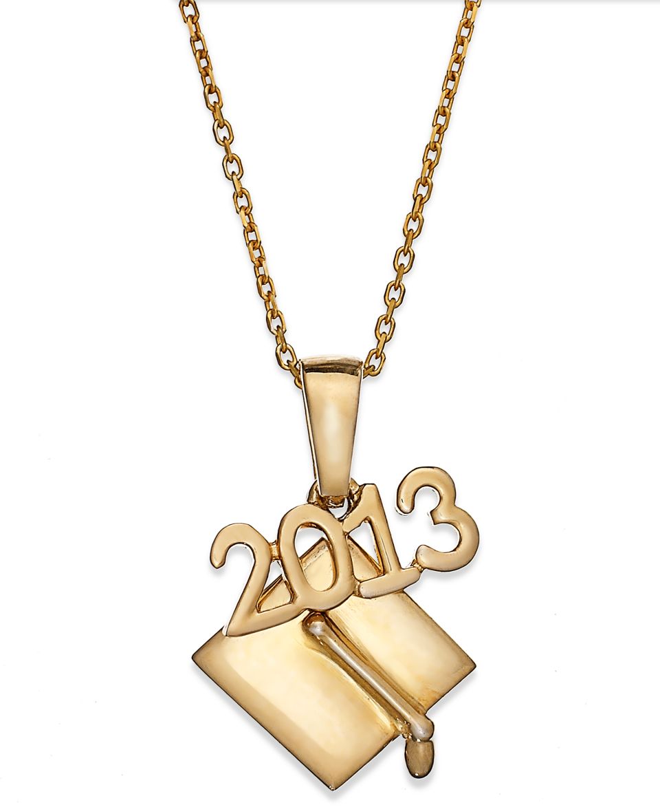 24k Gold Over Sterling Silver Necklace, 2013 Graduation Cap Pendant