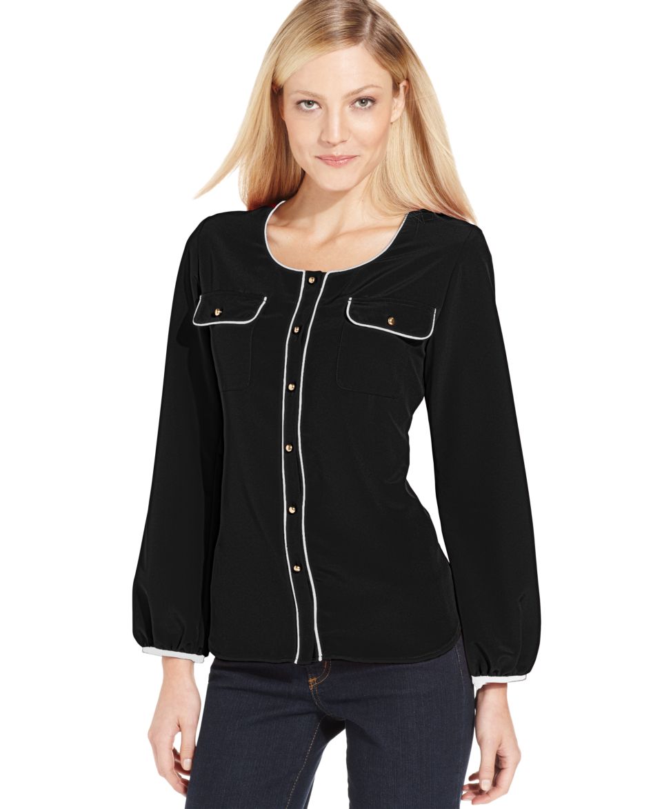 Grace Elements Top, Long Sleeve Cutout Blouse