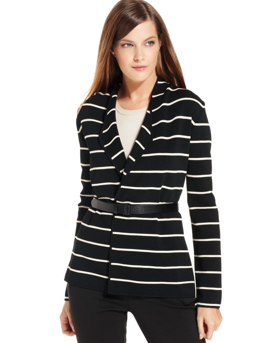 Grace Elements Jacket, Single Button Striped Ponte Knit Blazer