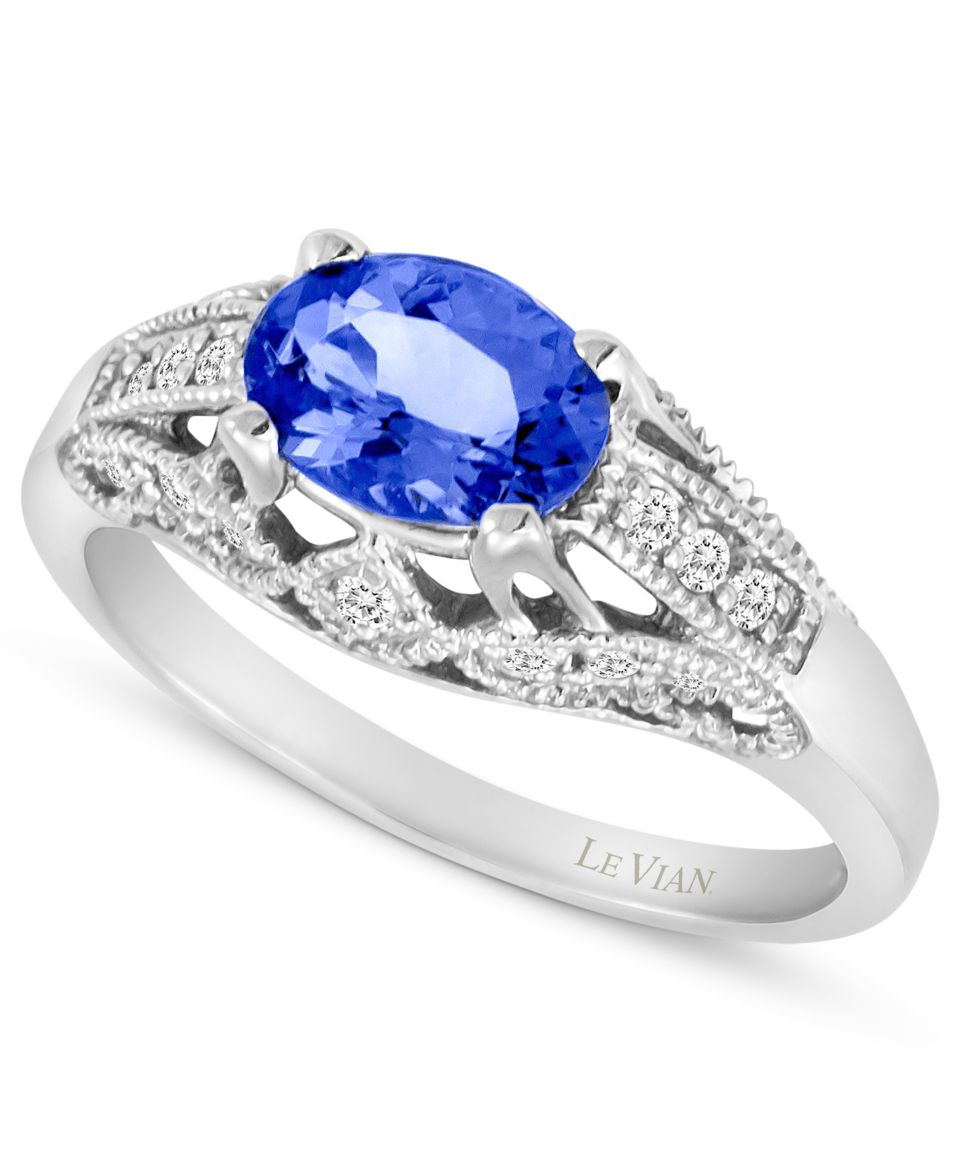 Le Vian 14k White Gold Ring, Oval Tanzanite and Diamond Ring (1 1/5 ct