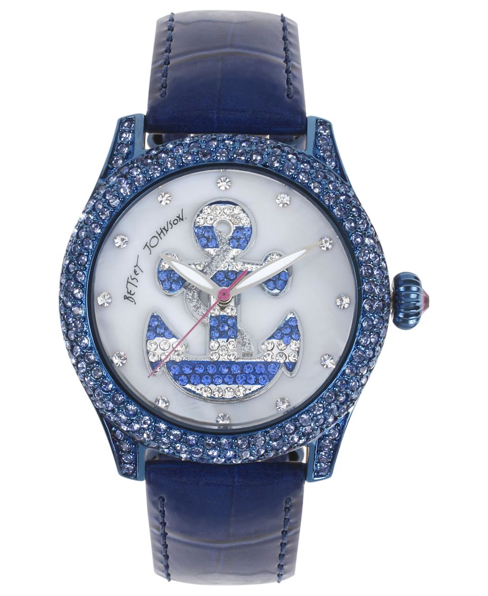 Betsey Johnson Watch, Womens Blue Croc Embossed Patent Leather Strap 41mm BJ00019 48   Watches   Jewelry & Watches