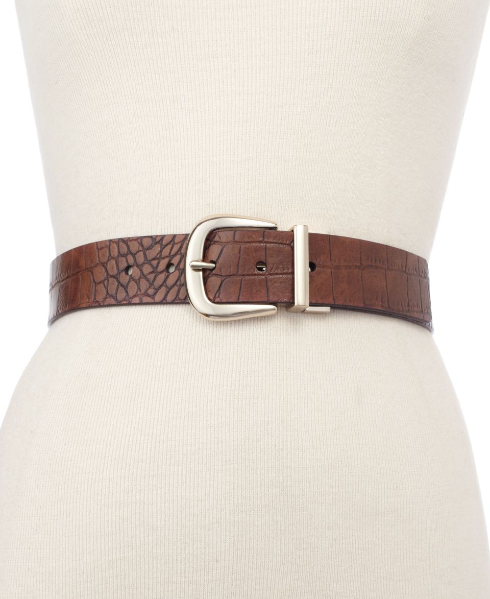 Tommy Hilfiger Belt, Leather Logo with Centerbar Buckle   Handbags