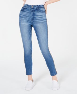 jeans with leopard print stripe