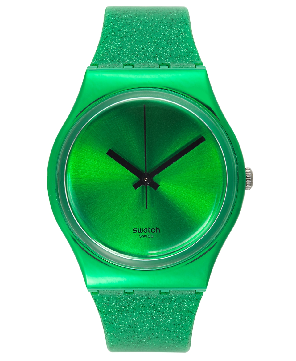 Swatch Watch, Unisex Swiss Deep Shine Green Glitter Green Silicone