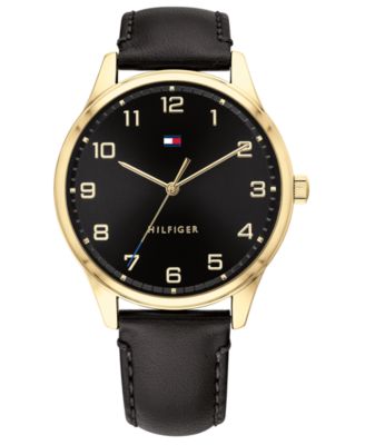 tommy hilfiger black leather watch