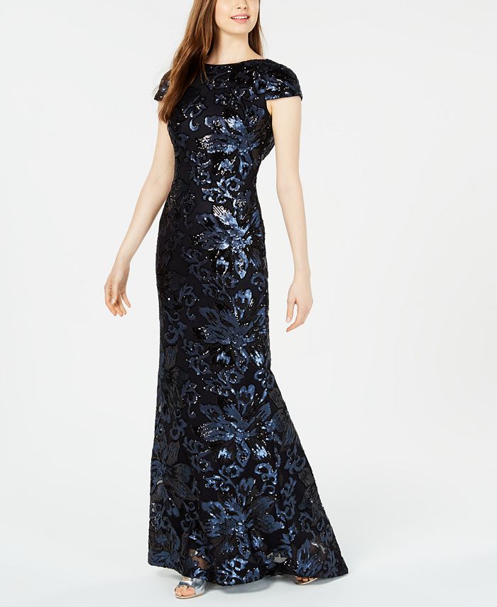 calvin klein sequin embellished gown