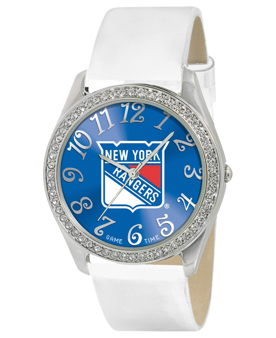Game Time Watch, Womens New York Rangers White Leather Strap 40mm NHL