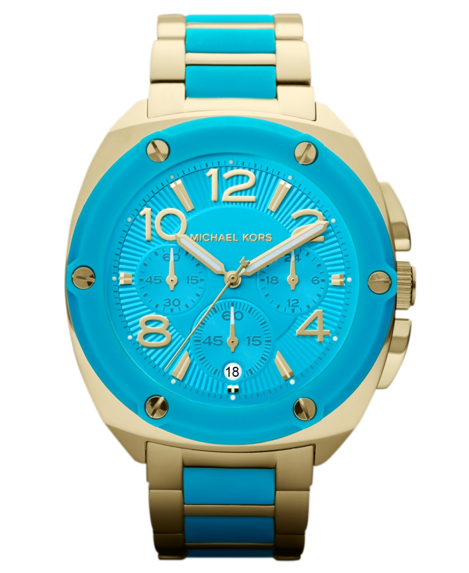 Michael Kors Watch, Womens Chronograph Tribeca Turquoise Silicone and