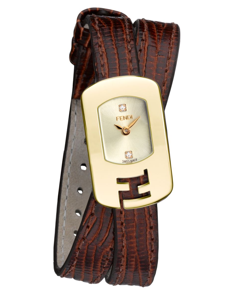 Fendi Watch, Womens Swiss Chameleon Diamond Accent Brown Leather