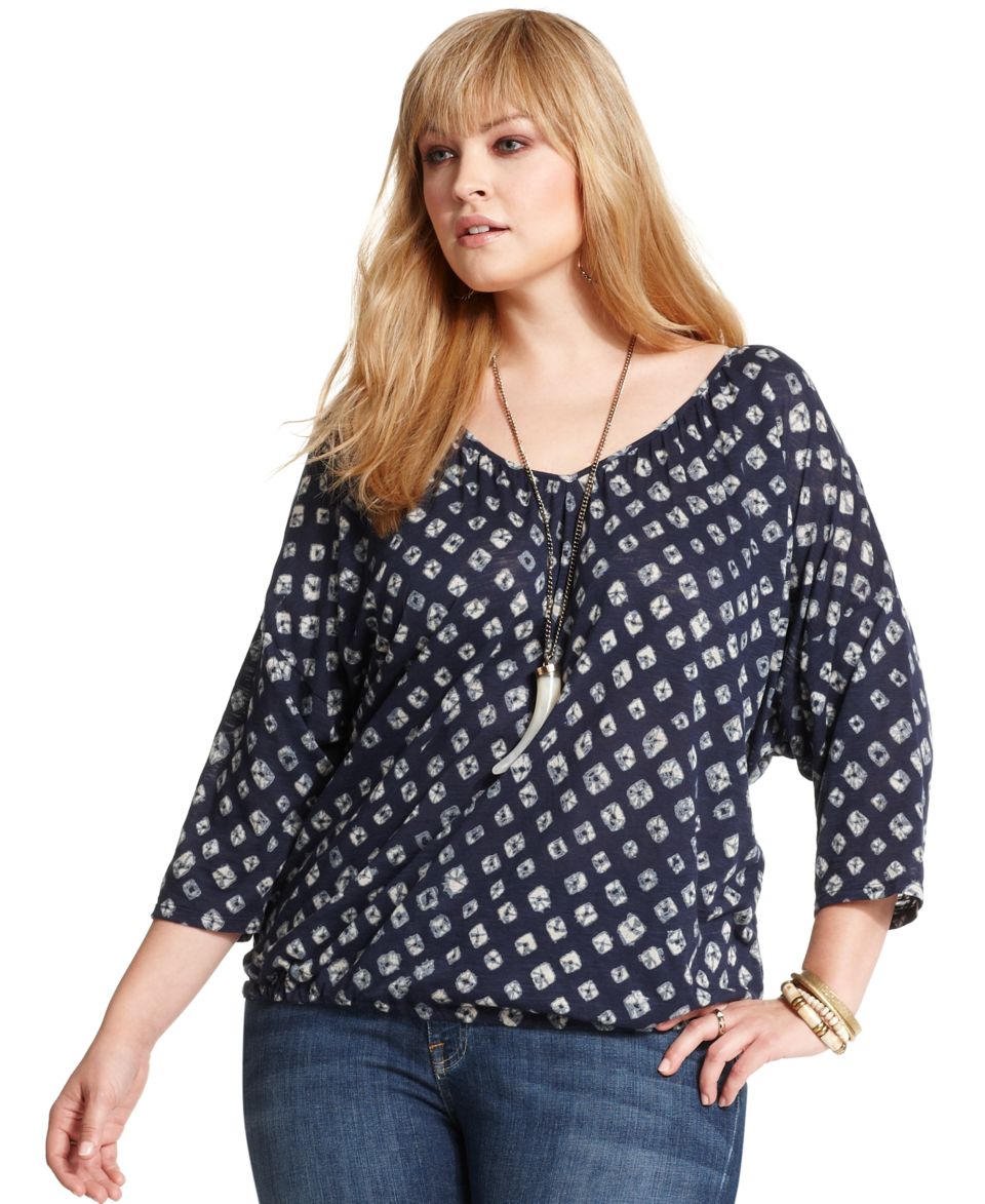 Lucky Brand Jeans Plus Size Top, Lillian Three Quarter Sleeve Lace