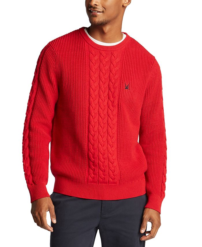 Nautica Men's Blue Sail Classic-Fit Cable Knit Sweater, Created for ...