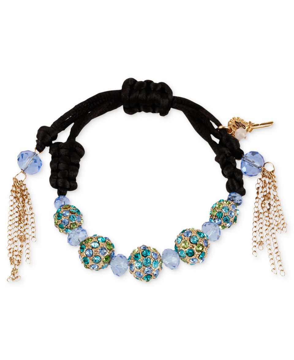 Betsey Johnson Bracelet, Gold Tone Blue and Green Crystal Fireball