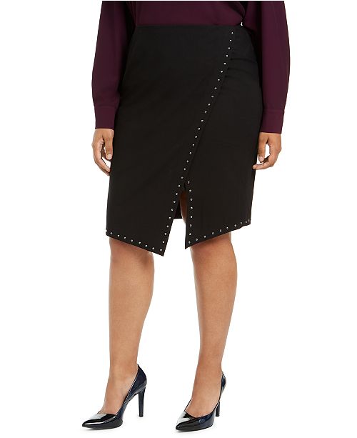 Calvin Klein Plus Size Studded Asymmetrical Skirt & Reviews - Skirts - Women  - Macy's