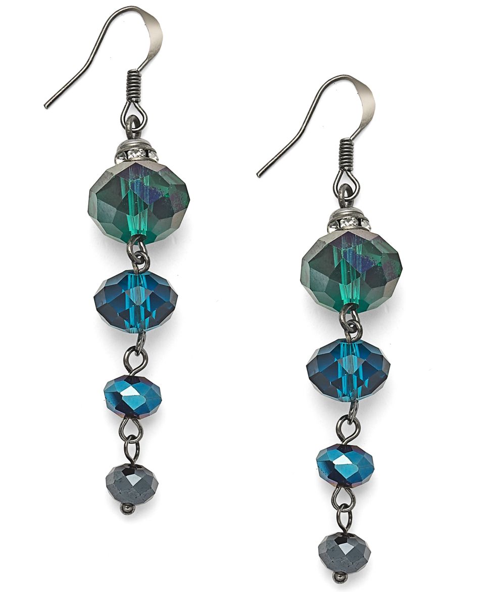 by Ali Khan Earrings, Hematite Tone Peacock Bead Gradual