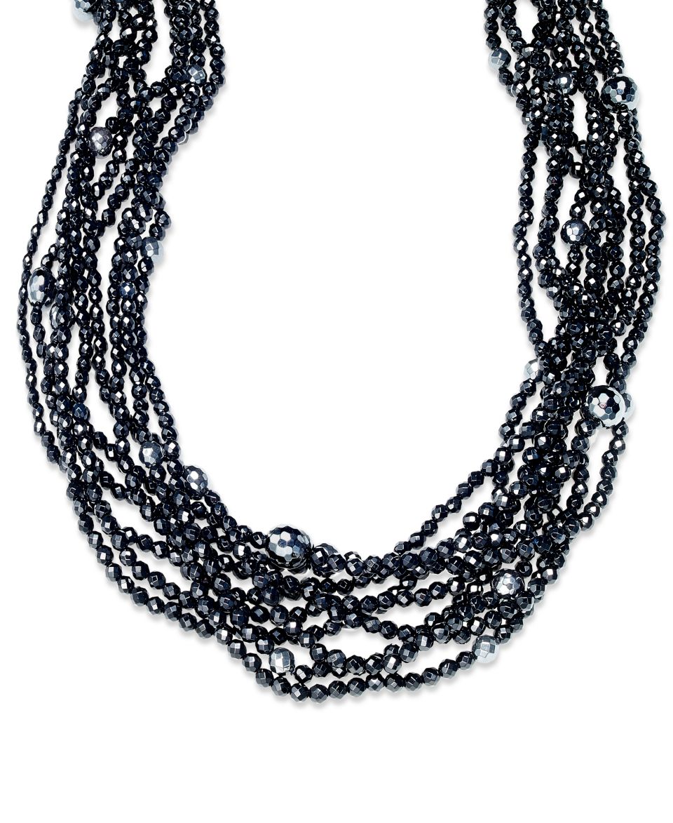 Hematite (465 ct. t.w.) and Onyx (85 ct. t.w.) 9 Strand Necklace