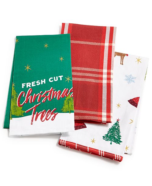 Martha Stewart Collection Holiday Kitchen Towels Set Of 3 Created For Macy S Reviews Kitchen Linens Kitchen Macy S