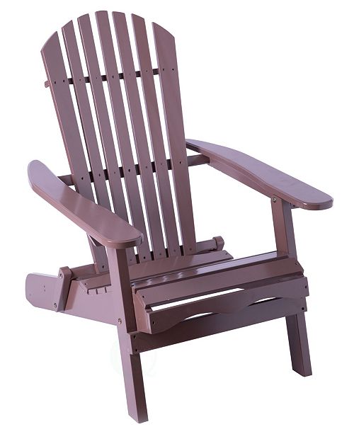 Gardenised Foldable Adirondack Outdoor Wooden Patio Deck Garden Lounge Chair Reviews Furniture Macy S
