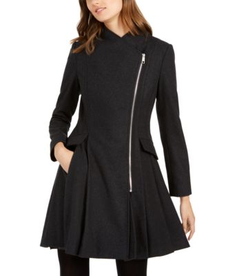 guess asymmetrical skirted walker coat