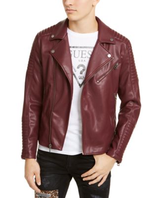 macys guess leather jacket womens