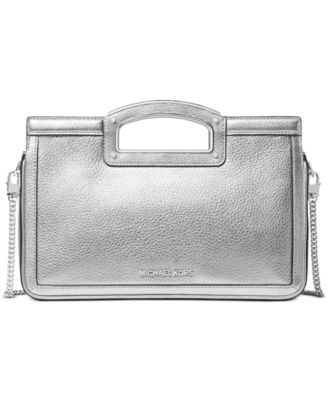 michael kors silver clutch purse