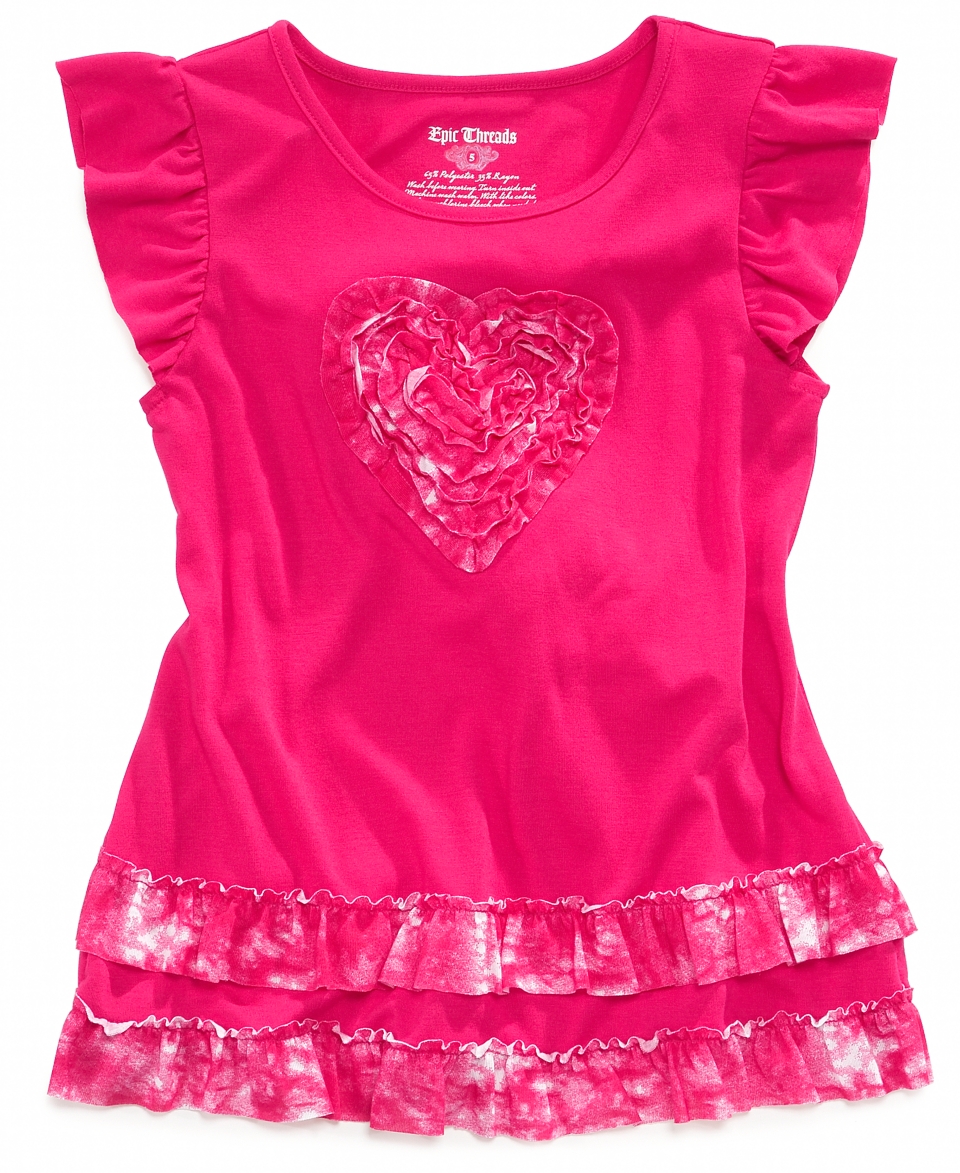 Epic Threads Kids Shirt, Little Girls Glitter Heart/Stars Graphic Tee