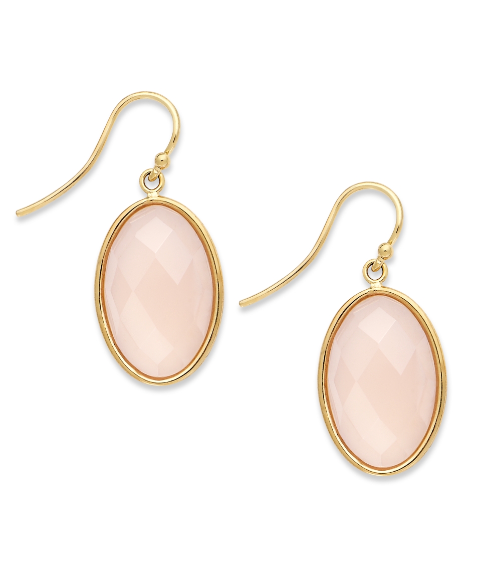 14k Gold Earrings, Faceted Pink Agate Oval Earrings (7 3/8 ct. t.w.)   Earrings   Jewelry & Watches