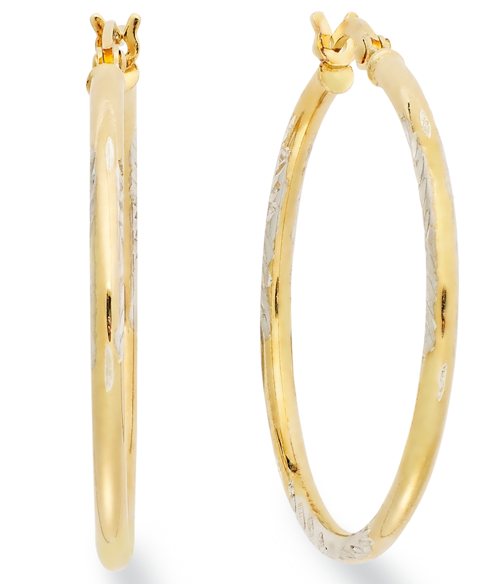 Giani Bernini 24k Gold Over Sterling Silver Earrings, 40mm Diamond Cut