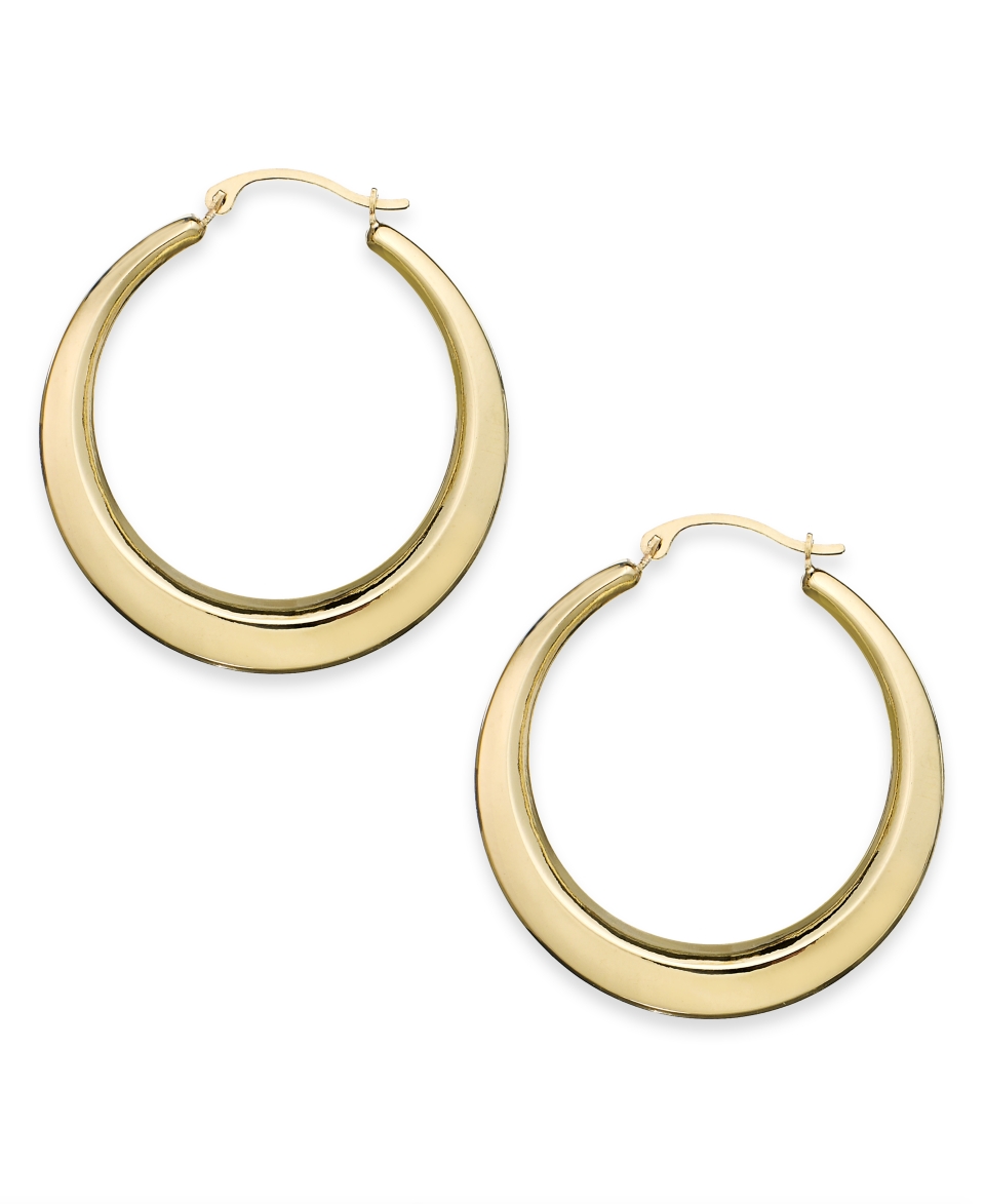10k Gold Earrings, Polished Gradient Hoop Earrings   Earrings