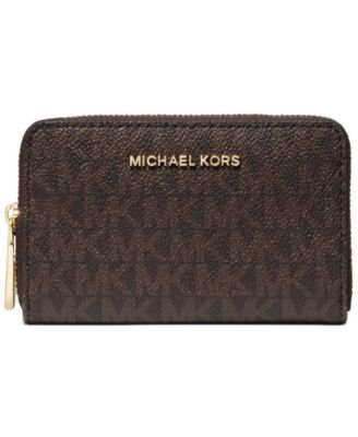 Футляр для карточек Michael Michael Kors с логотипом Jet Set на молнии коричневый