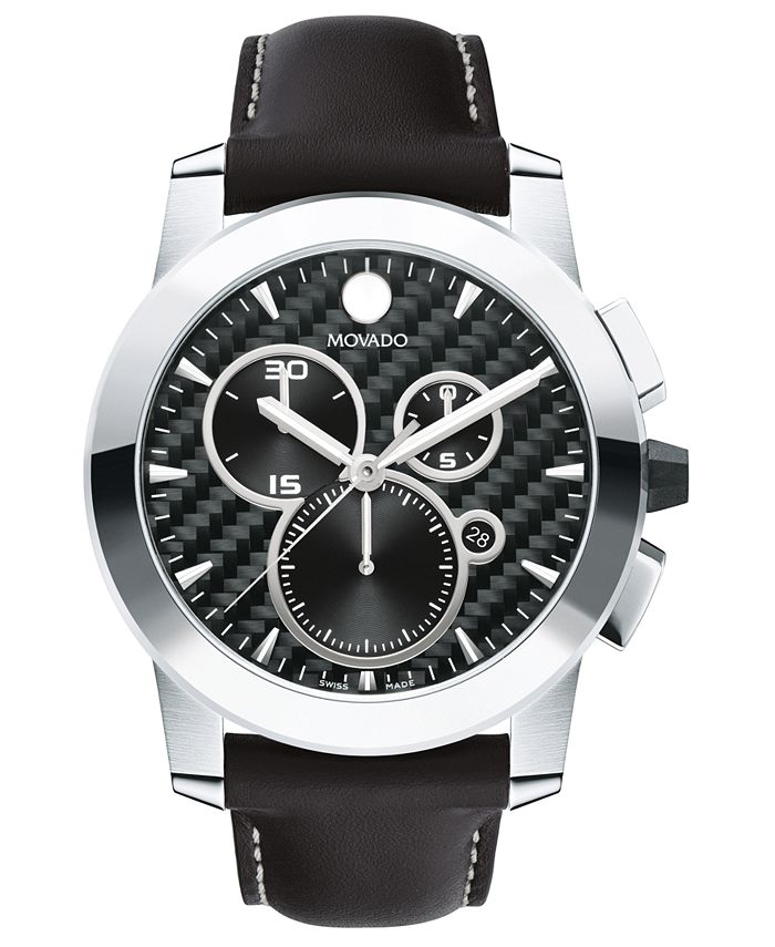 Movado Men's Swiss Chronograph Vizio Black Leather Strap  