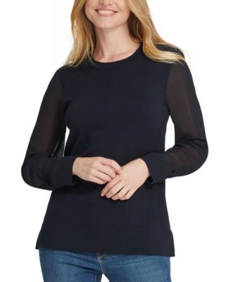 sweater with sheer sleeves