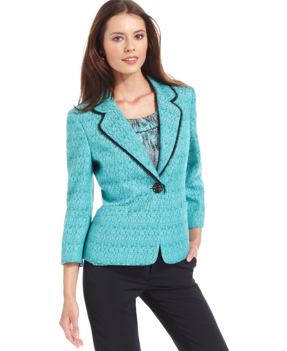 Kasper Petite Jacket, Three Quarter Sleeve Tweed Blazer