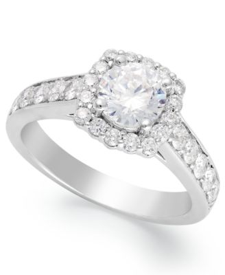 Macy's Diamond Halo Ring in 14k White 