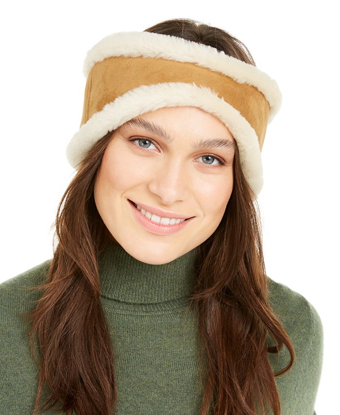 ugg reversible leather & shearling headband