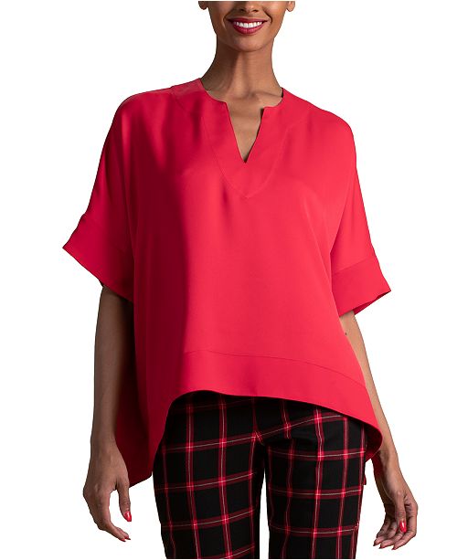 Trina Turk Chiyo Notched Neck Poncho Top Reviews Tops Women Macy S