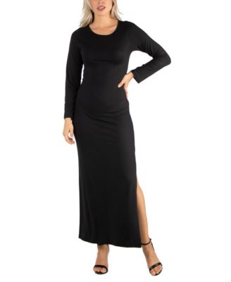 long sleeve long dress with slit