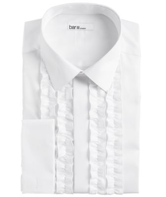 mens white ruffled dress shirt