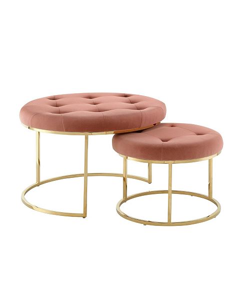 Nicole Miller Carlotta Upholstered Nesting Ottoman Set With Metal Frame Reviews Furniture Macy S