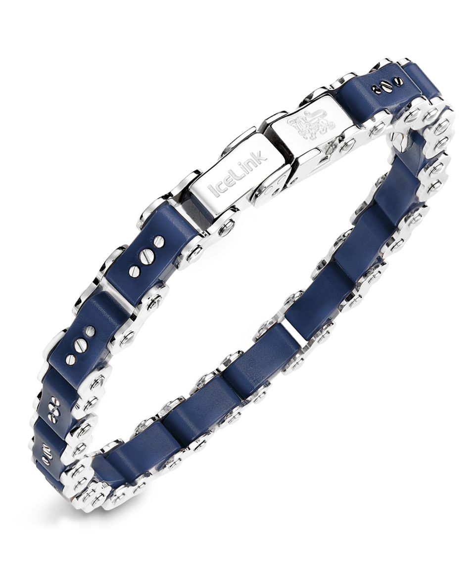 IceLink Stainless Steel Bracelet, Medium Light Blue Bicycle Bracelet   Bracelets   Jewelry & Watches