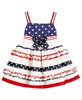 Bonnie Baby Dress, Baby Girls Printed Poplin Seersucker Americana ...